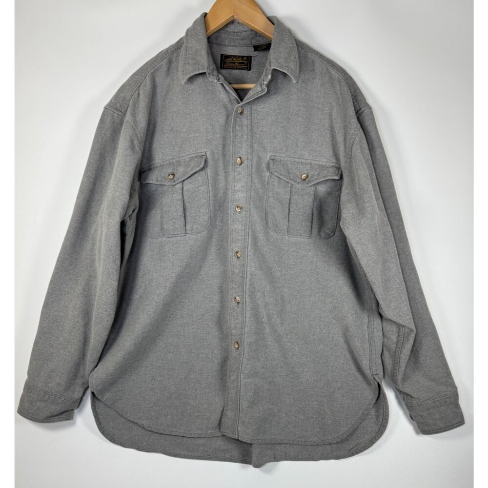Vintage Eddie Bauer Outdoor Outfitter Shirt Mens Large Gray Cotton Made‎ in USA